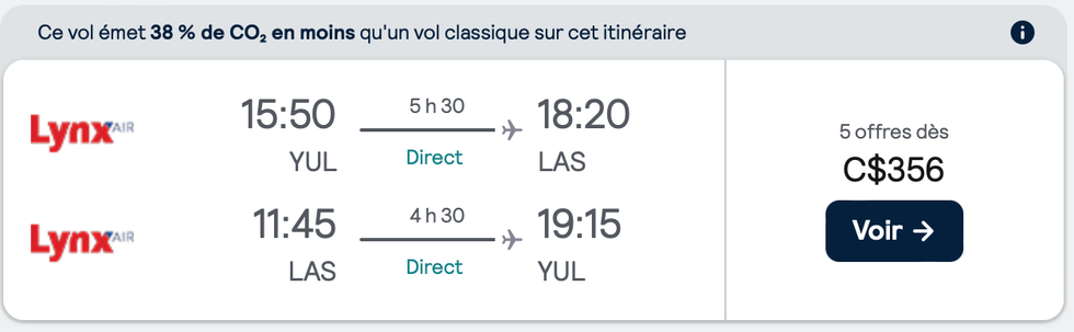 \u200bDes billets Lynx pour partir \u00e0 Las Vegas.