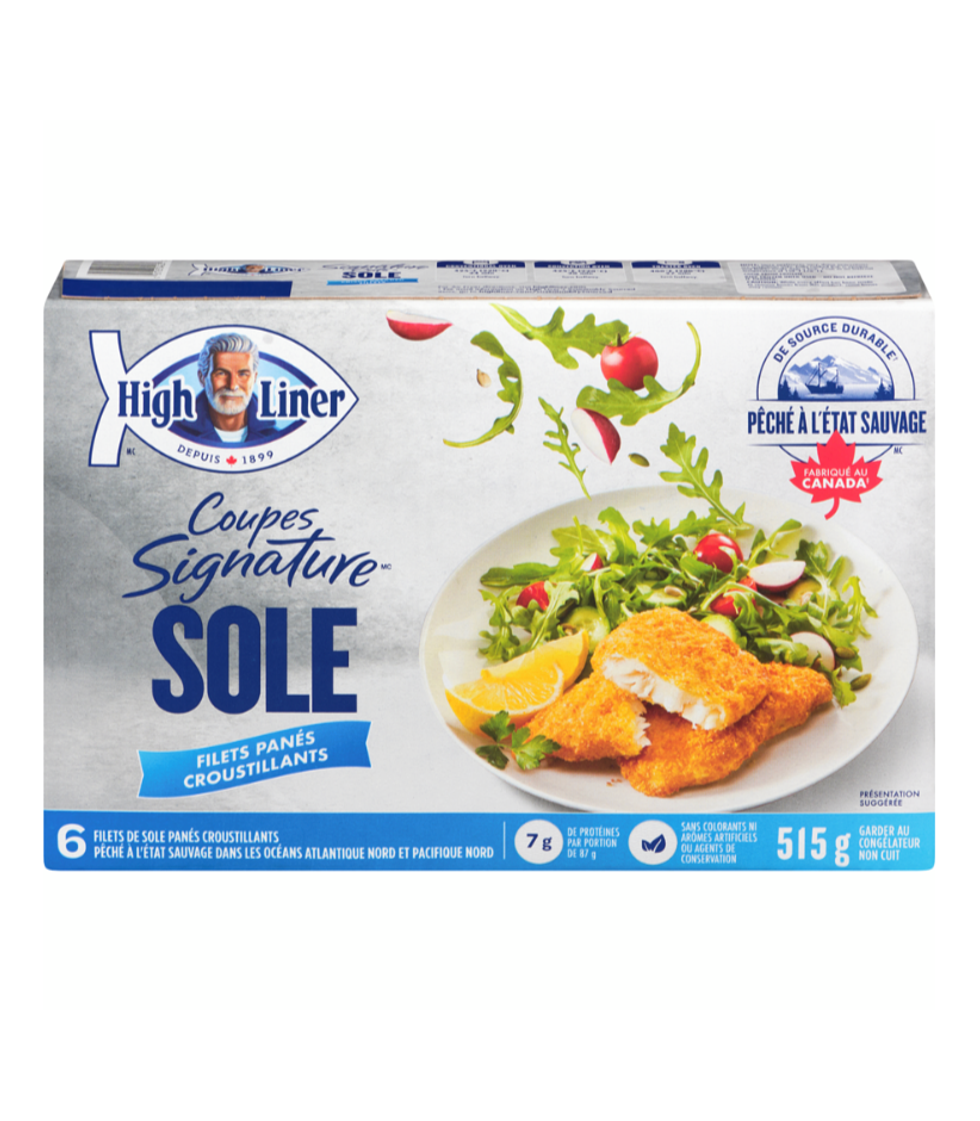 \u200bDes filets de sole pan\u00e9s et croustillants surgel\u00e9s.