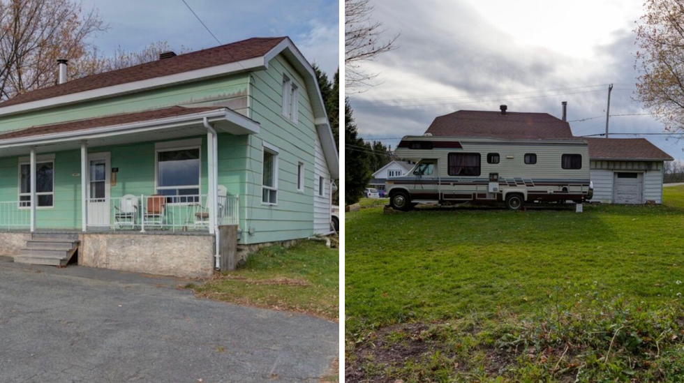 \u200bFa\u00e7ade de la maison. Droite: Cour arri\u00e8re.