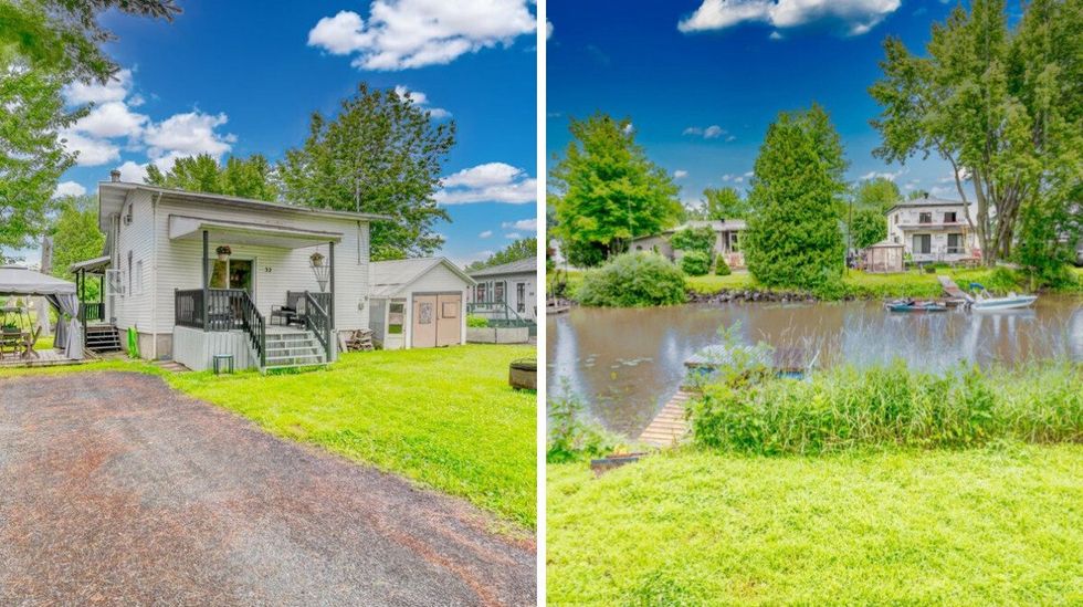 \u200bFa\u00e7ade ext\u00e9rieure. Droite : Bord de l'eau.