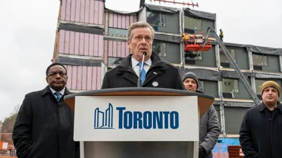 \u200bFormer Toronto Mayor John Tory delivering a speech.