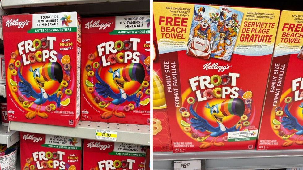 \u200bFroot Loops at Dollarama. Right: Froot Loops at Walmart.