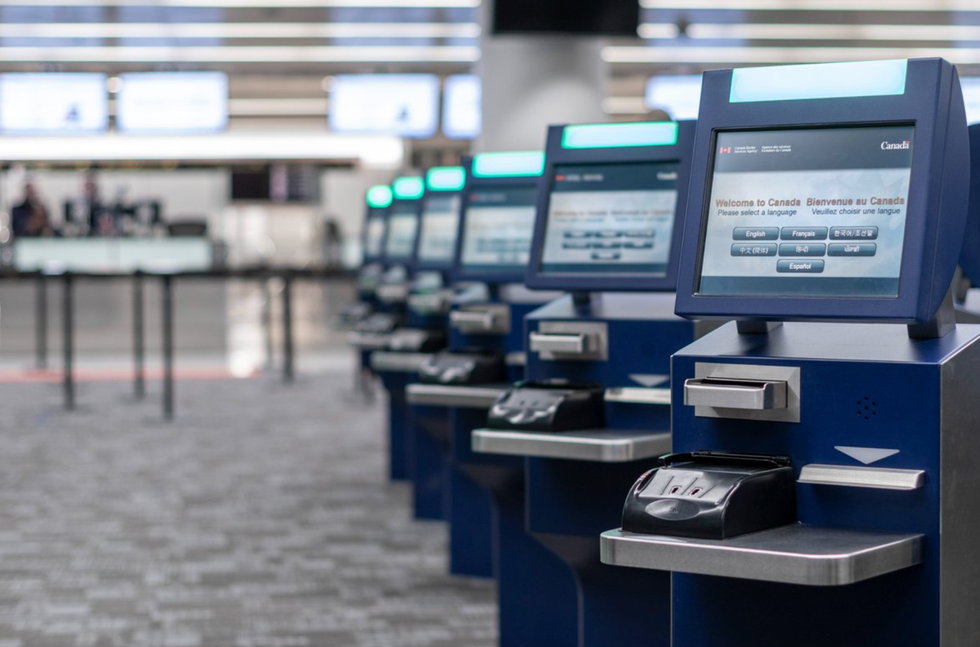 \u200bKiosks at Toronto Pearson Airport.