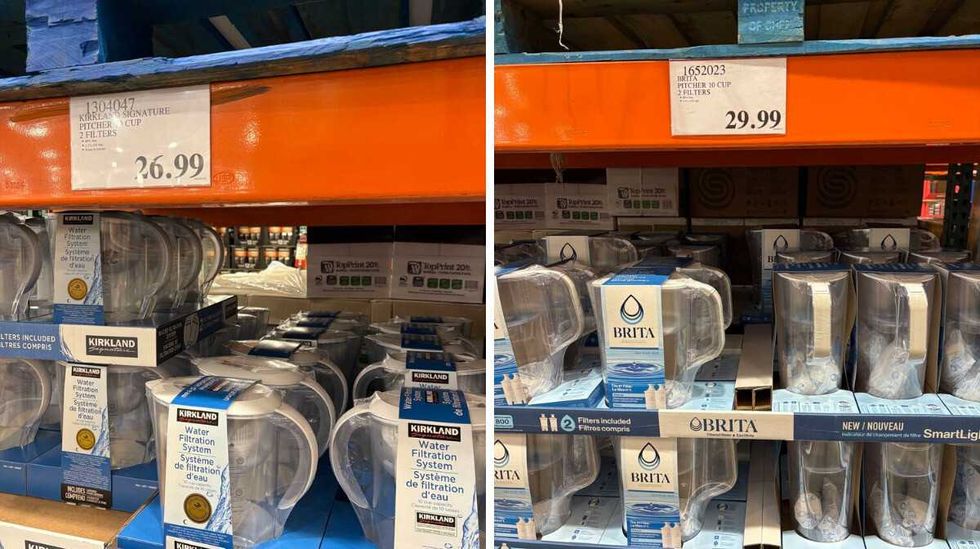 \u200bKirkland Signature water filtration system. Right: Brita water filtration system at Costco.