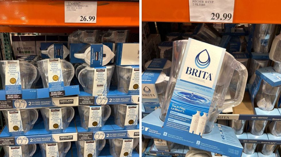 \u200bKirkland Signature water pitchers. Right: Brita water pitchers at Costco
