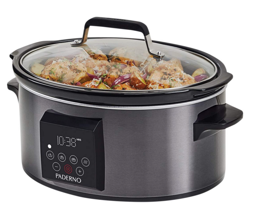 \u200bMijoteuse programmable num\u00e9rique PADERNO, acier inoxydable noir, 6 pintes.