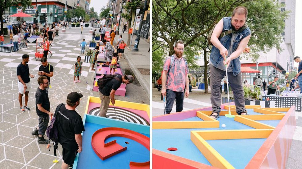 \u200bMinigolf aux Jardins Gamelin \u00e0 Montr\u00e9al.