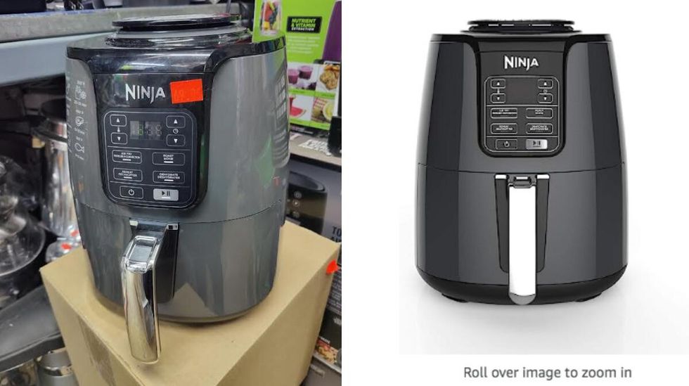 \u200bNinja air fryer pictured at Price War. Right: Ninja Air Fryer on Amazon