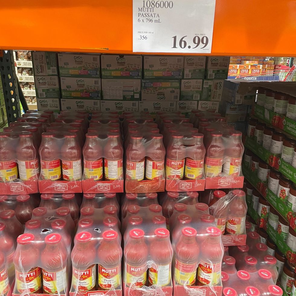 \u200bPack of Mutti passata jars at Costco.