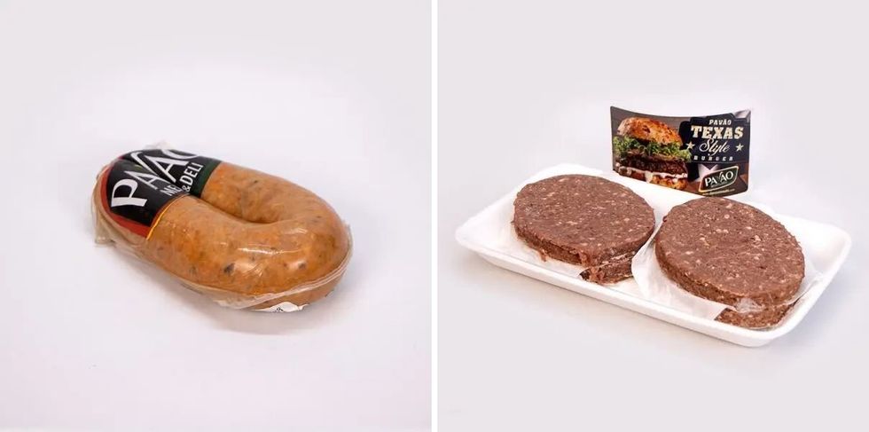 \u200bPavao's Pork & Chicken Sausage (left) and Texas Hamburger (right).