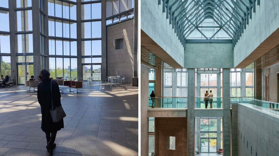 \u200bRhythm Sachdeva at National Art Gallery. Right: National Art Gallery.