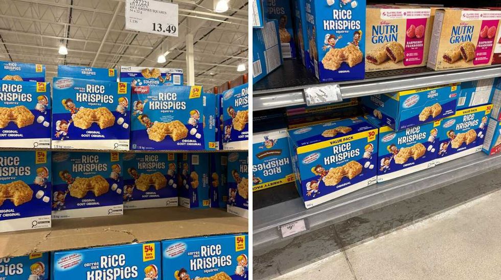 \u200bRice Krispies Squares at Costco. Right: Rice Krispies Squares at Walmart.