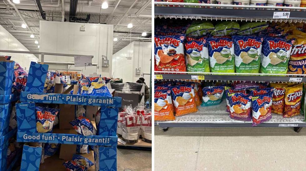 \u200bRuffles chips at Costco. Right: Ruffles chips at Loblaws.
