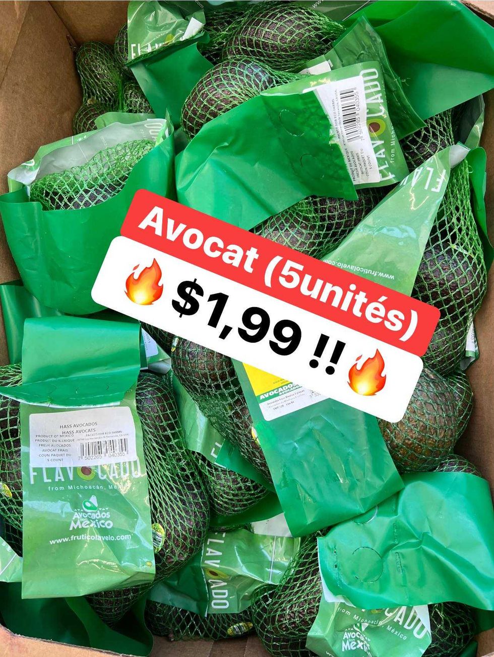 \u200bSac de cinq avocats pour 1,99 $ chez \u00c9picerie \u00e0 bas prix.