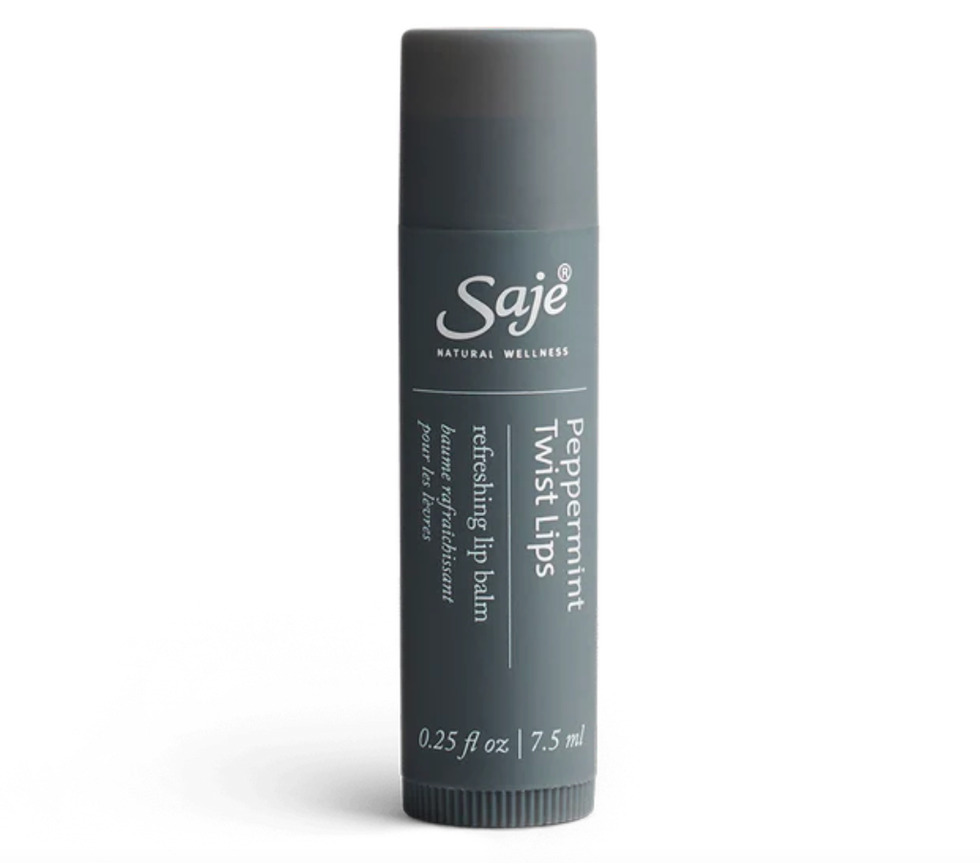 \u200bSaje Peppermint Twist Lips lip balm.