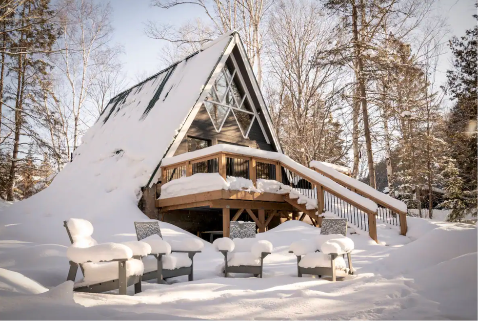 \u200bSnow-covered A-frame.