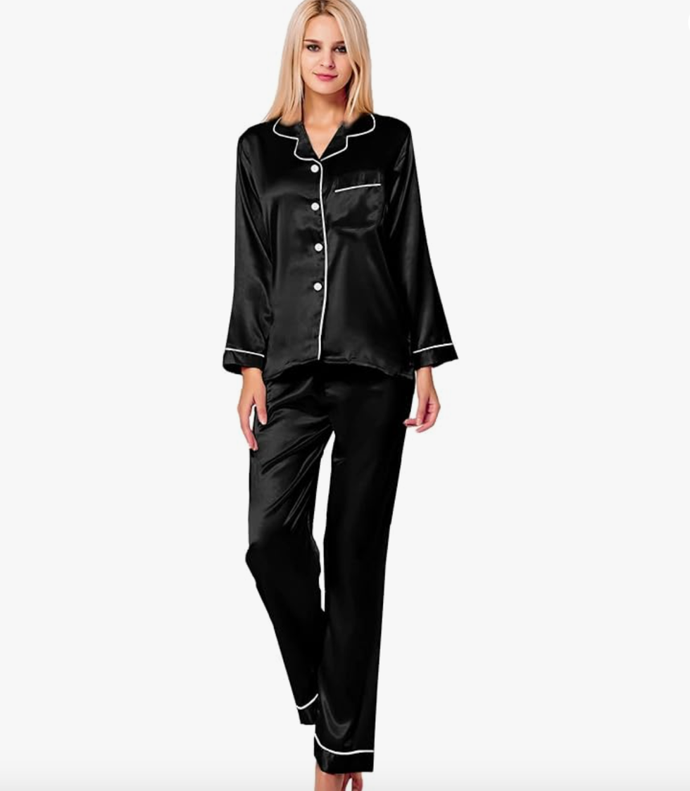 \u200bSWOMOG - Pyjama deux pi\u00e8ces en satin de soie.