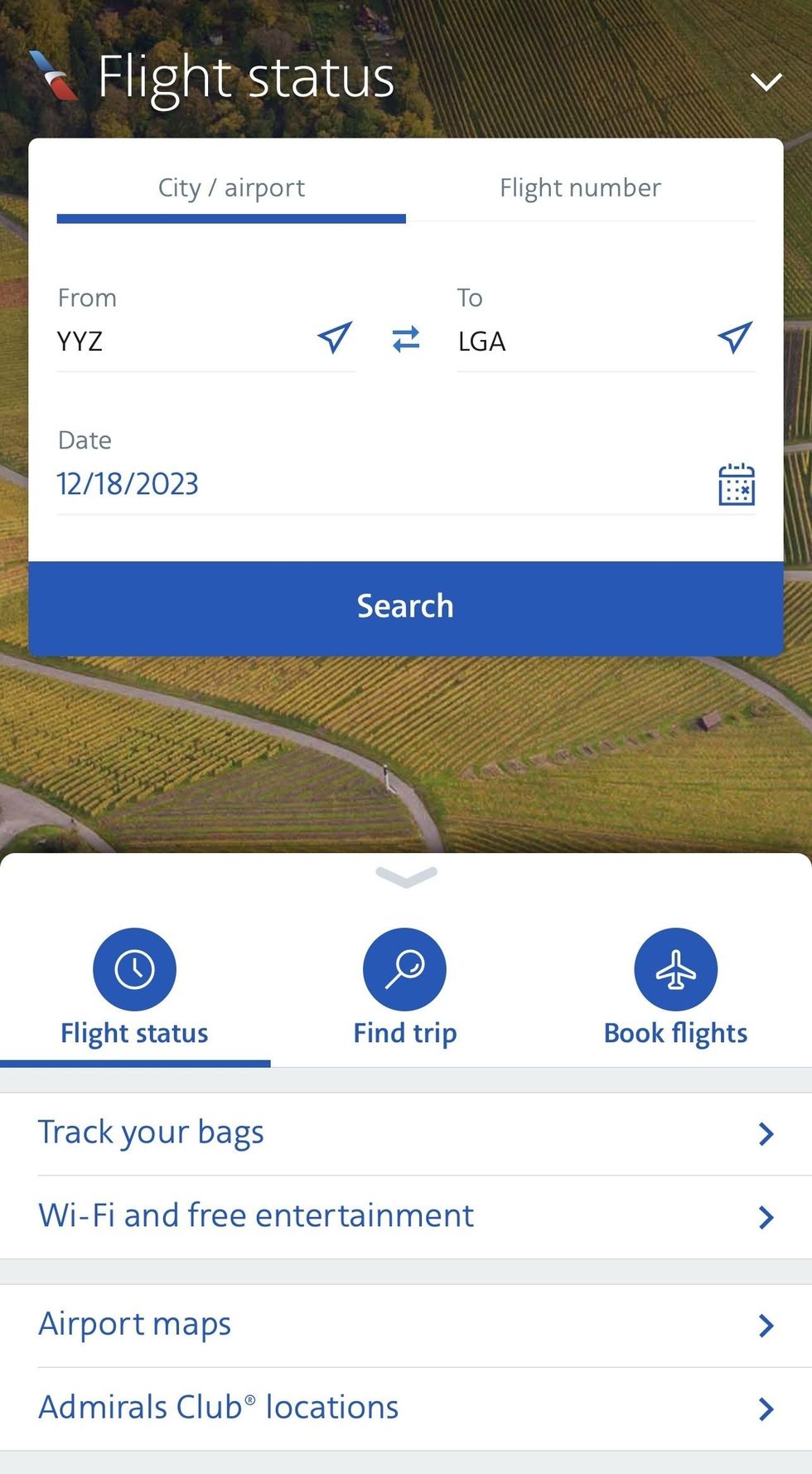 \u200bThe American Airlines app.