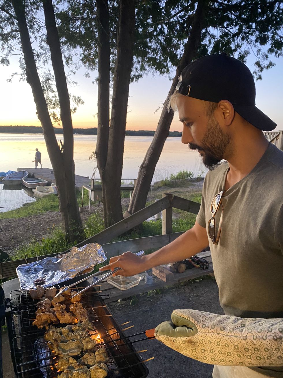 \u200bThe author posing as a grillmaster in Tobermory.