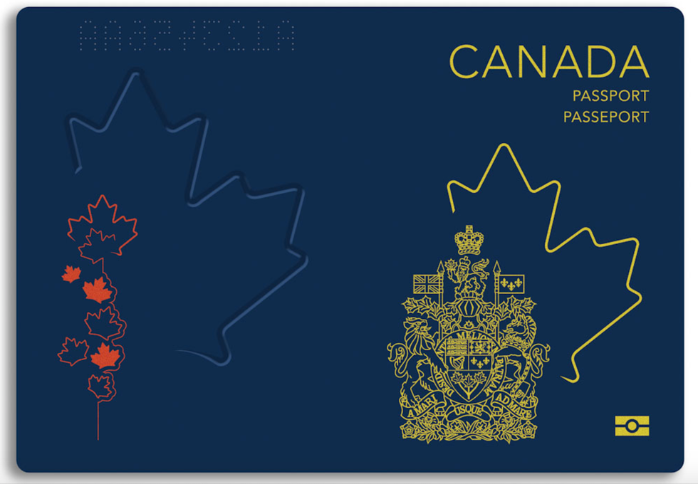 \u200bThe back and front covers of the new Canadian passport.
