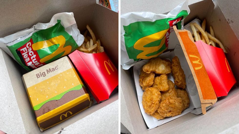 \u200bThe Big Mac Cactus Plant Flea Market box. Right: The chicken nuggets in the Cactus Plant Flea Market Box.