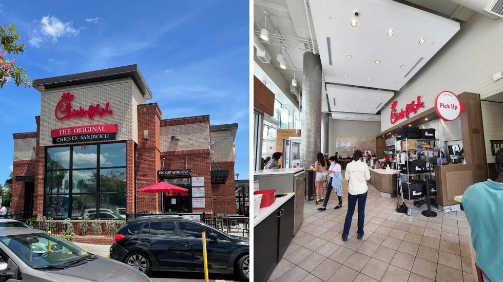 \u200bThe Chick-fil-A in Savannah, GA. Right: The Chick-fil-A in Toronto.