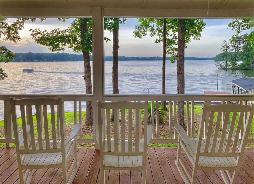 \u200bThe view from the porch of the Wake & Lake Hideaway.