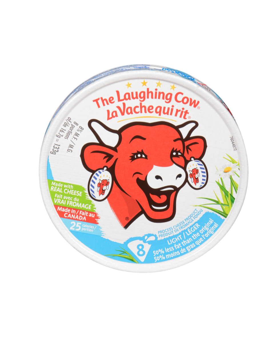\u200bUne boite de huit portions de fromage de la marque La Vache qui rit.