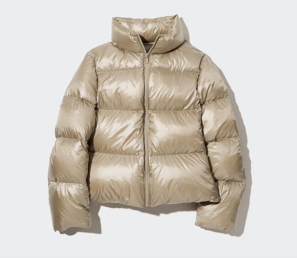 \u200bUniqlo shiny puffer jacket.
