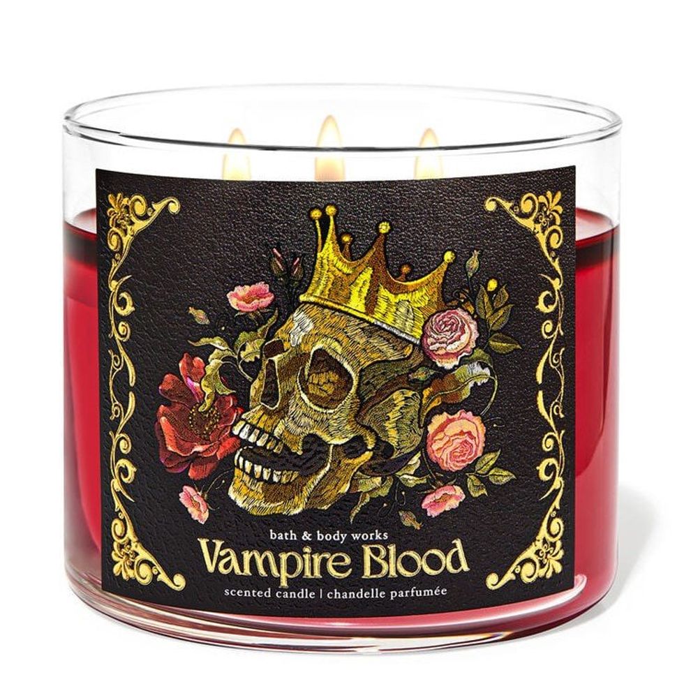 \u200bVampire Blood three-wick candle from Bath & Body Works.