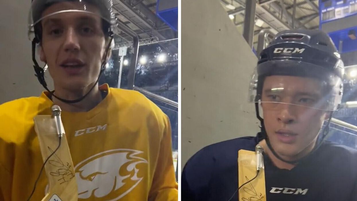 UBC Men's Hockey players in TikTok video.