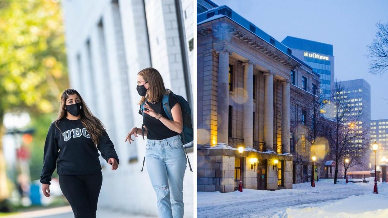 UBC students. Right: University of Ottawa campus.