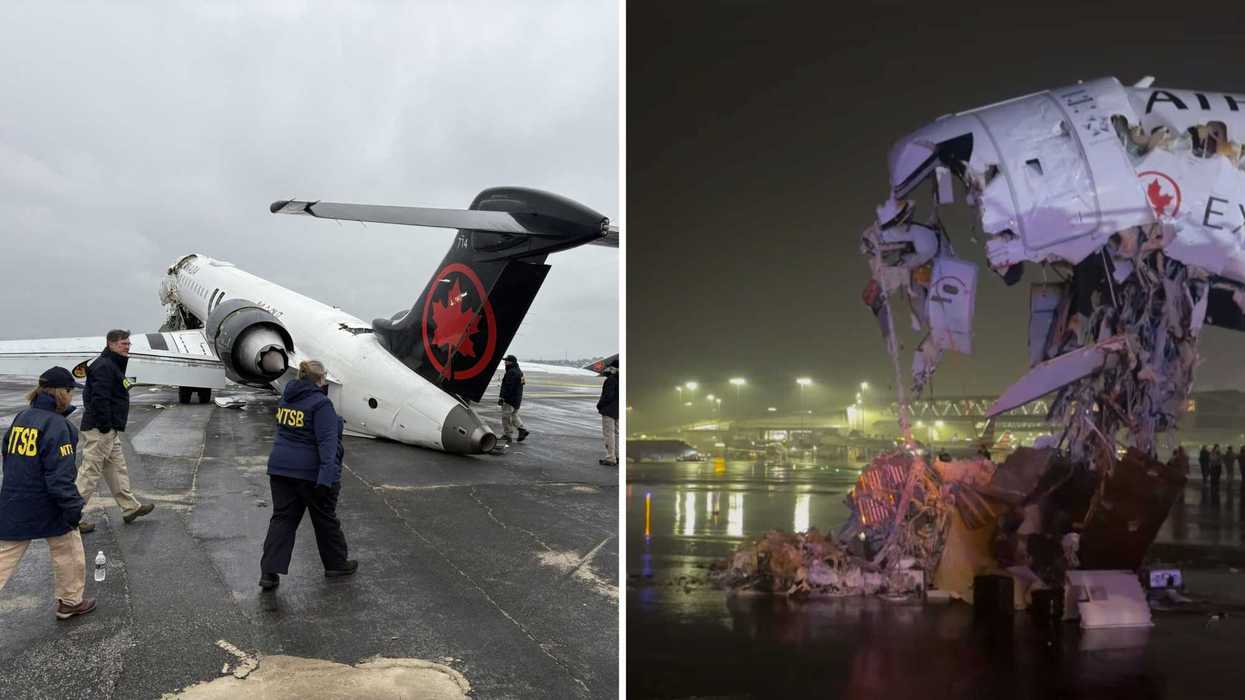 Un avion accidenté. Droite : un avion accidenté.