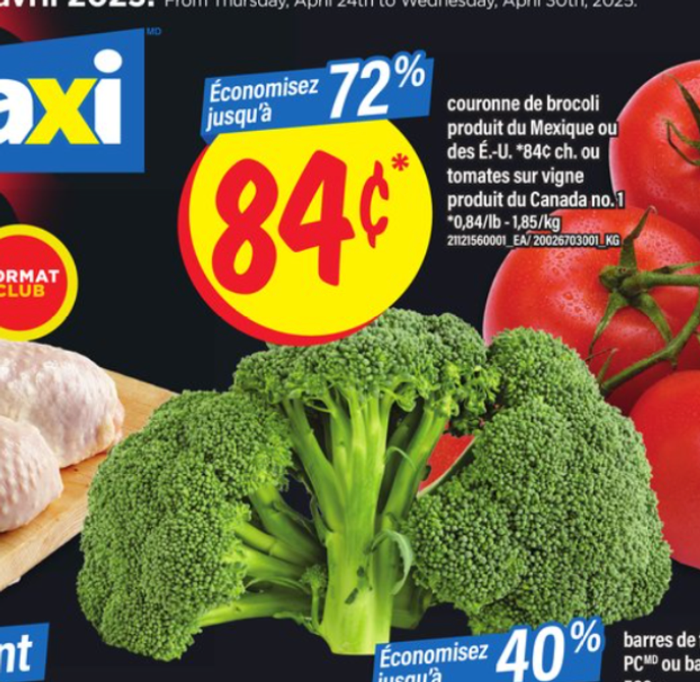 Un brocoli dans la circulaire du Maxi.
