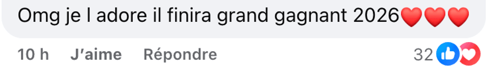 Un commentaire au sujet de Olympe laiss\u00e9 sur la page Facebook de La Voix.