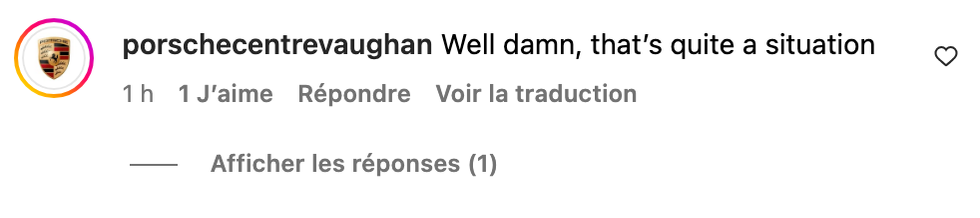 Un commentaire Instagram