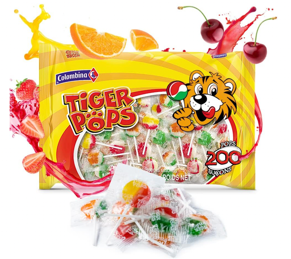 Un emballage de su\u00e7ons multicolores.