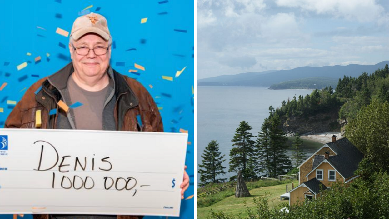 Un gagnant du Lotto 6/49. Droite : Une maison en Gaspésie.