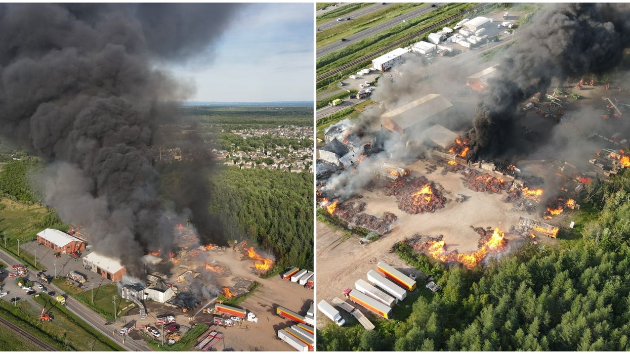 Un incendie majeur au Palettes Pal Bois à Lévis nécessite l'intervention de 70 pompiers