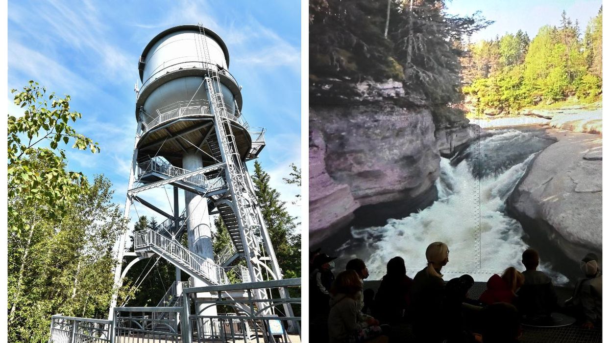 Tu peux regarder un film immersif en haut d'un château d'eau de 24 mètres près de Saguenay