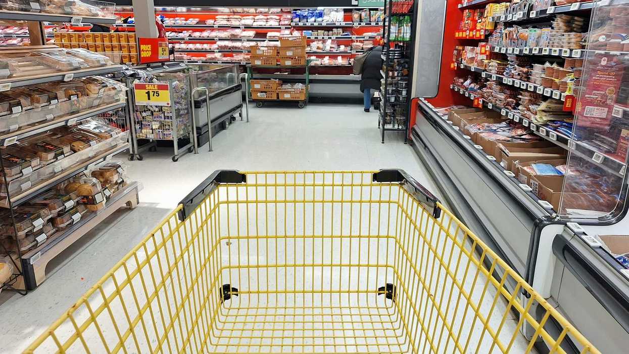Un panier d'épicerie dans un supermarché canadien.