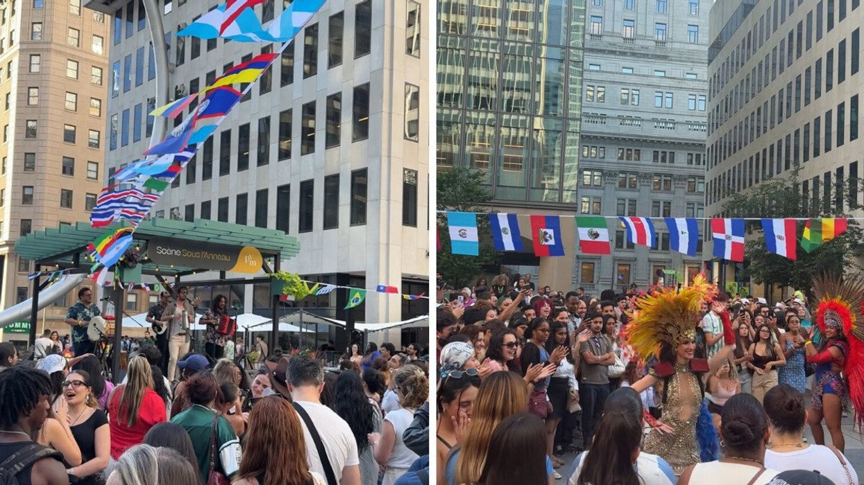 Un party Sous l'Anneau X Aire Commune au centre-ville de Montréal.