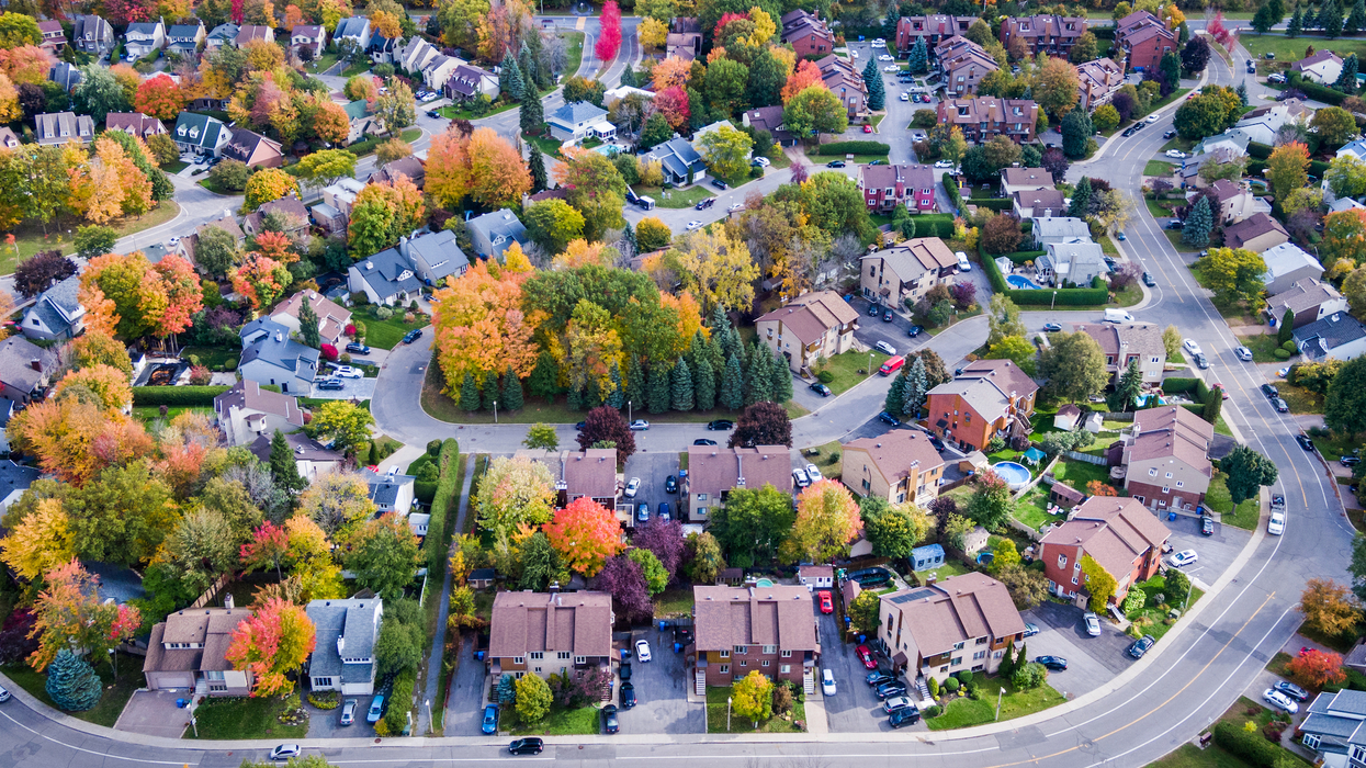 Un quartier résidentiel vu des airs, à Montréal.