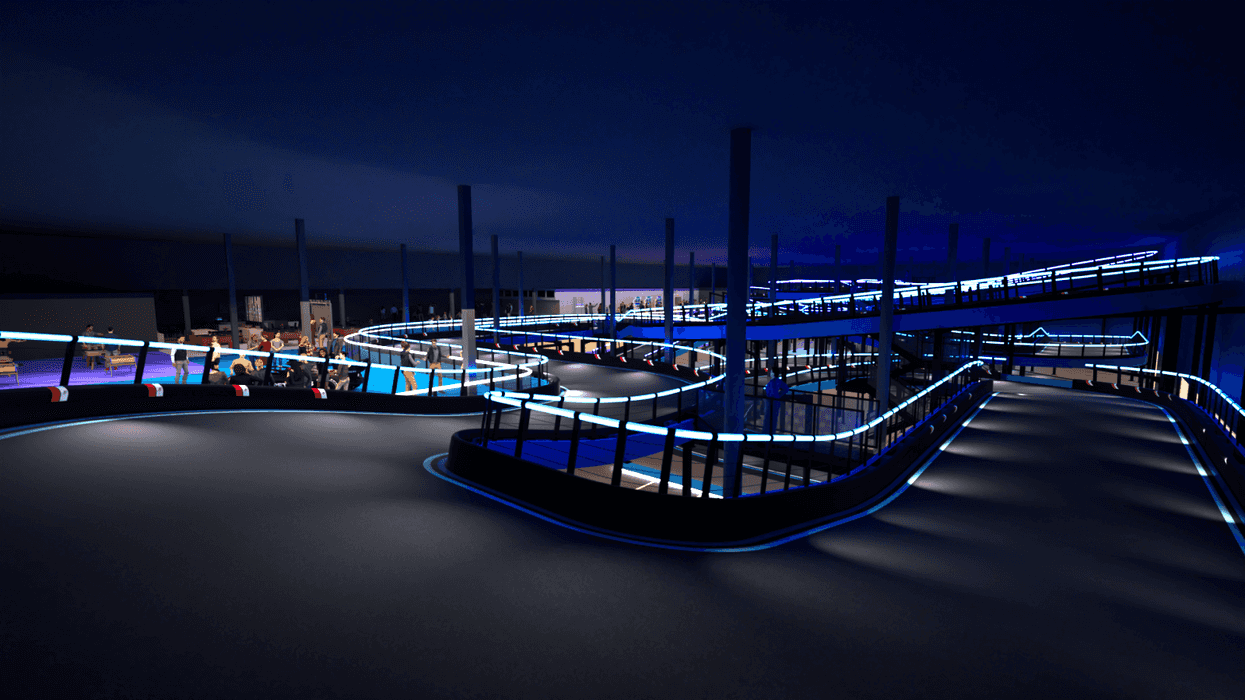 Un rendu de la piste TAG E-Karting qui ouvre à Québec en 2027.