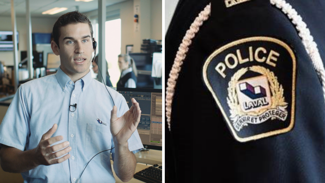 Un répartiteur au 911. Droite : Le Service de police de Laval.