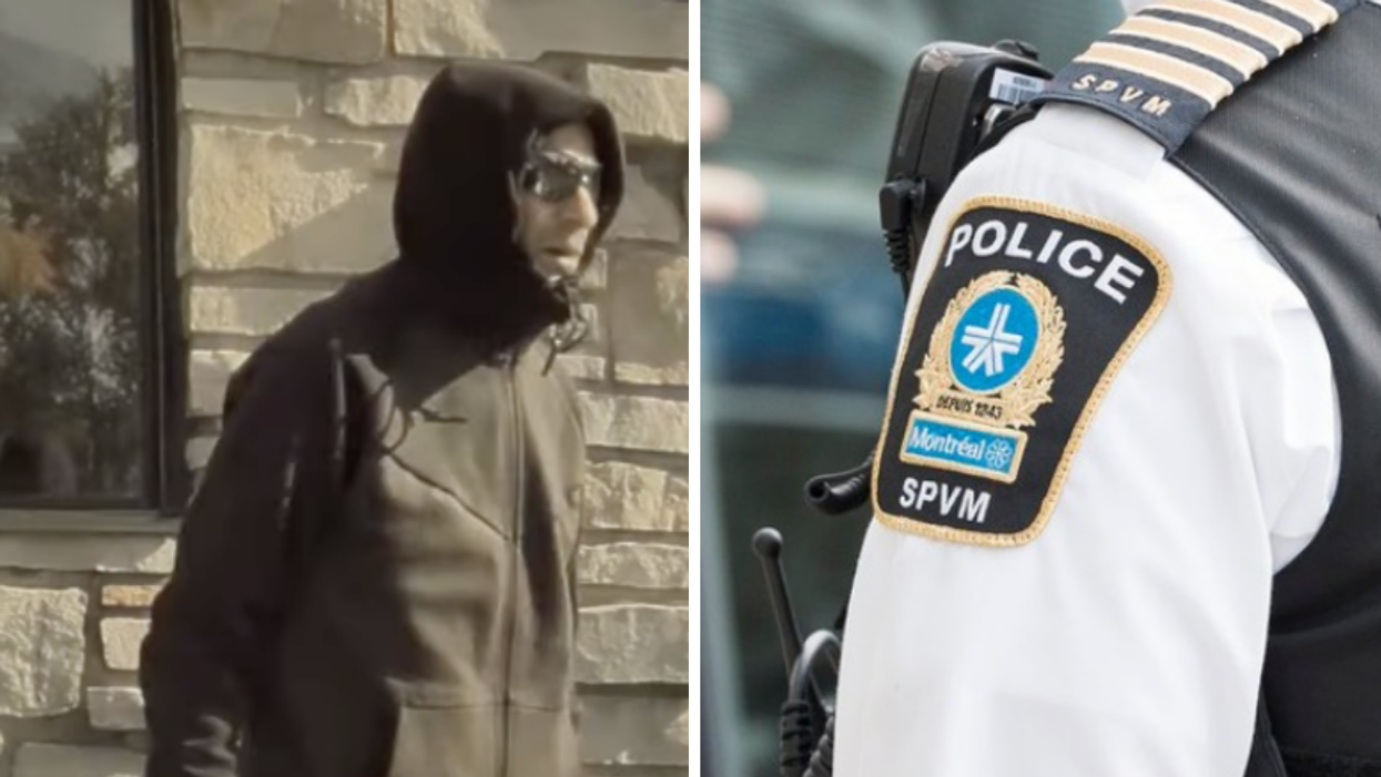 Un suspect de vol. Droite : Le SPVM.