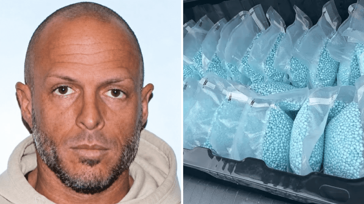 Un suspect recherché par la GRC. Droite : de la drogue saisie par la GRC.
