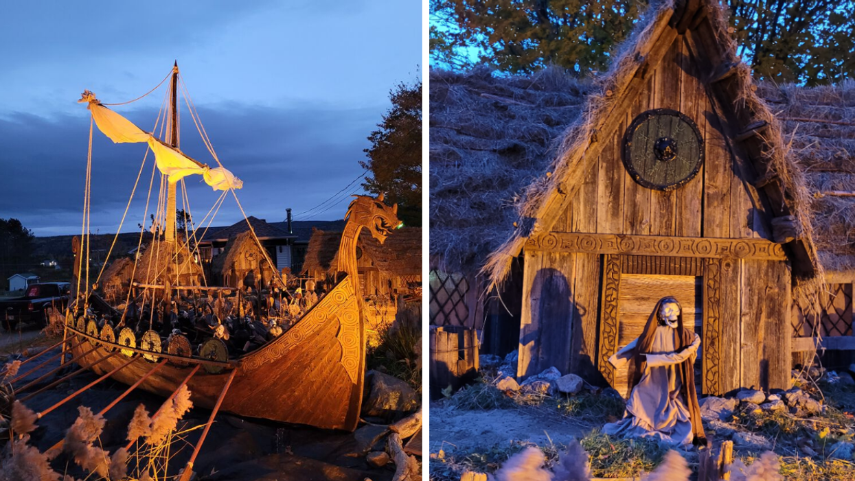 Un village viking conçu pour l'Halloween.