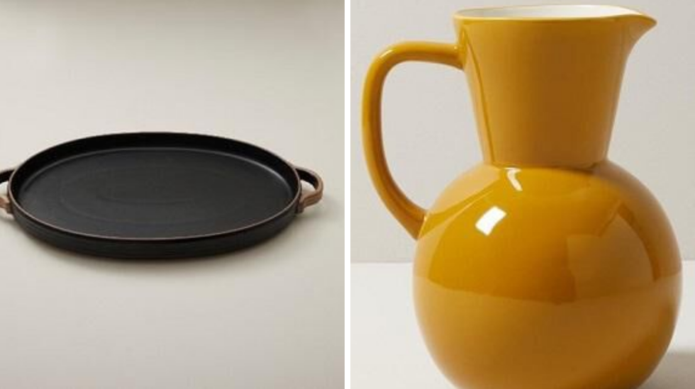 Une assiette et un pichet vis\u00e9s par le rappel.