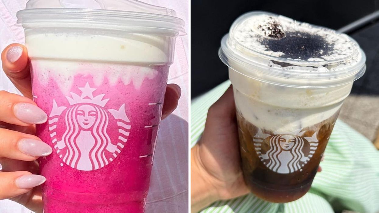 Une boisson de Starbucks. Droite : une boisson de Starbucks.